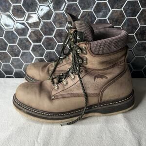 Simms Wading Ankle Boots Men's 11 Gray Black Felt Sole Lace-Up Spikes